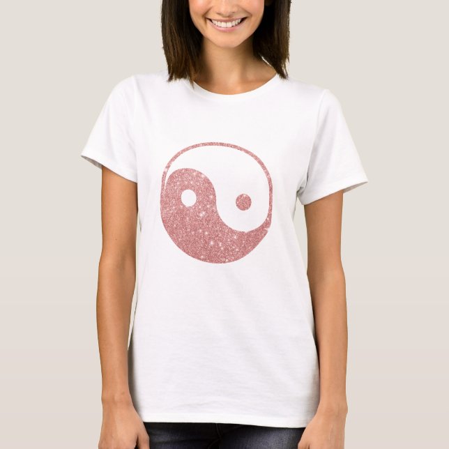 T-shirt Or rose Ying Yang de parties scintillantes chics (Devant)