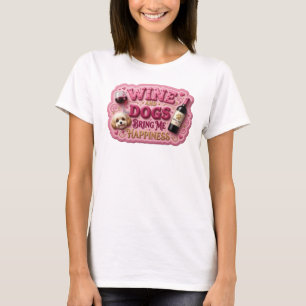 T-shirt Or Vin ET CHIENS M'APPORTE DU BONHEUR en or captiv