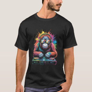 T-shirt Orang-outan singe DJ platines EDM synthétiseur Ra
