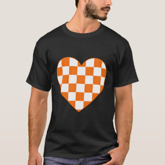 T-shirt Orange À damiers Plaid Love Heart Racing Chess Lov