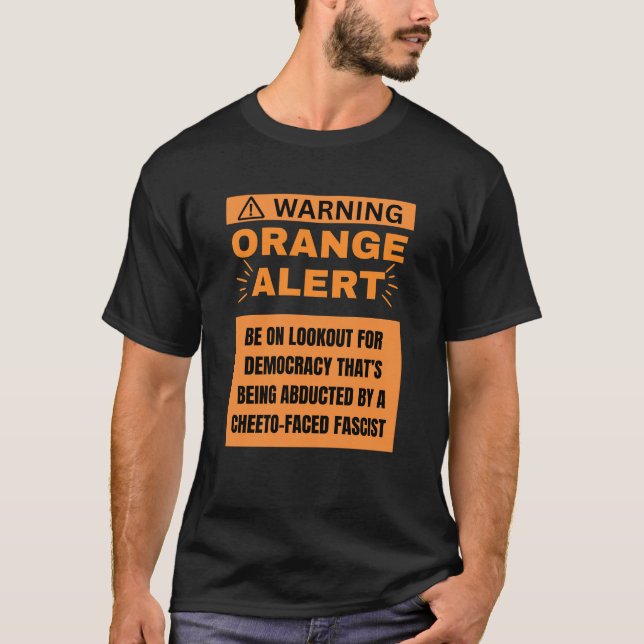 T-shirt Orange Alert - Trump Abducts Democracy (Devant)