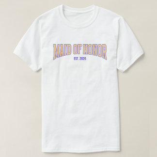 T-shirt Orange + Beige Stripe Navy MAID OF HONOR 