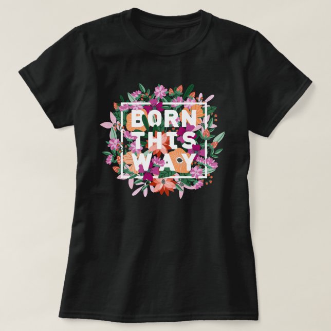 T-shirt Orange Blanc rose Floral Pride Lesbienne (Design devant)