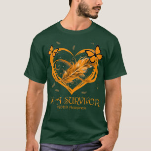 T-shirt Orange Butterfly Heart Je suis un survivant TDAH