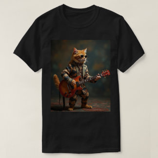 T-shirt Orange Cat Guitar Player