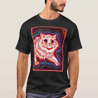T-shirt ORANGE CAT Vintage Louis Wain Abstrait Psychedeli