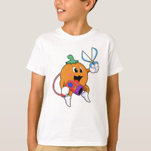 T-shirt Orange comme Coiffeur avec ciseaux et sèche-cheveu