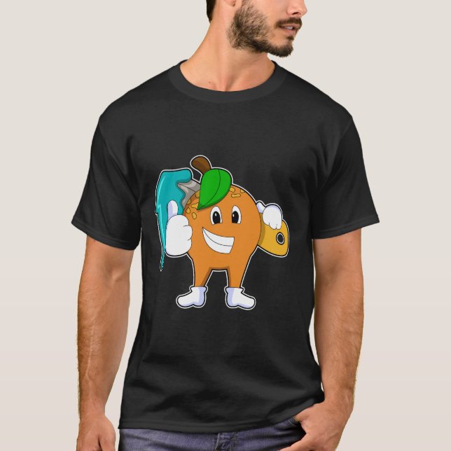 T-shirt Orange comme Peintre avec pinceau (Devant)