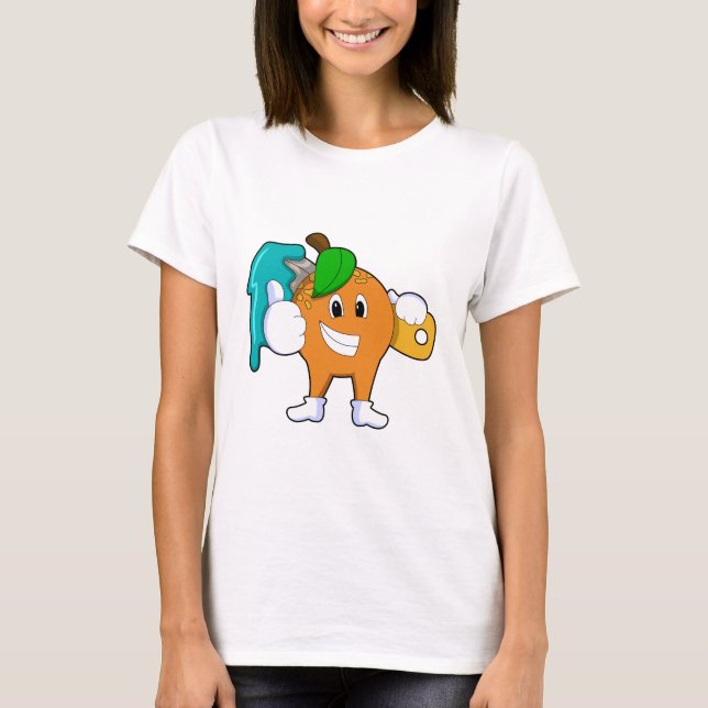 T-shirt Orange comme Peintre avec pinceau (Devant)