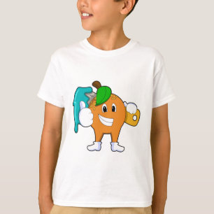 T-shirt Orange comme Peintre avec pinceau