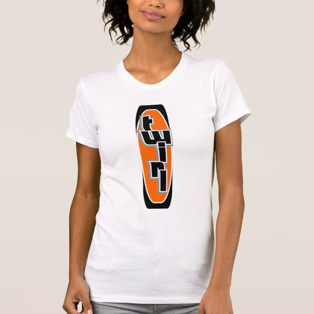 T-shirt orange de débardeur de pirouette de surfer (Devant)