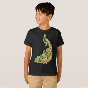 T-shirt Orange de paon vert et or brillant