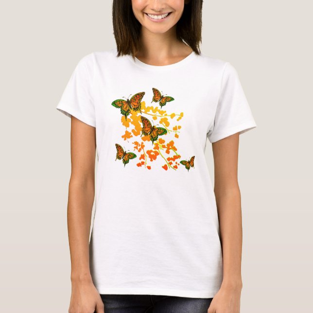 T-shirt orange de papillon (Devant)