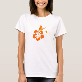 T-shirt orange de papillon et de fleur