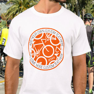 T-shirt Orange d'événement de course de vélos de texte per