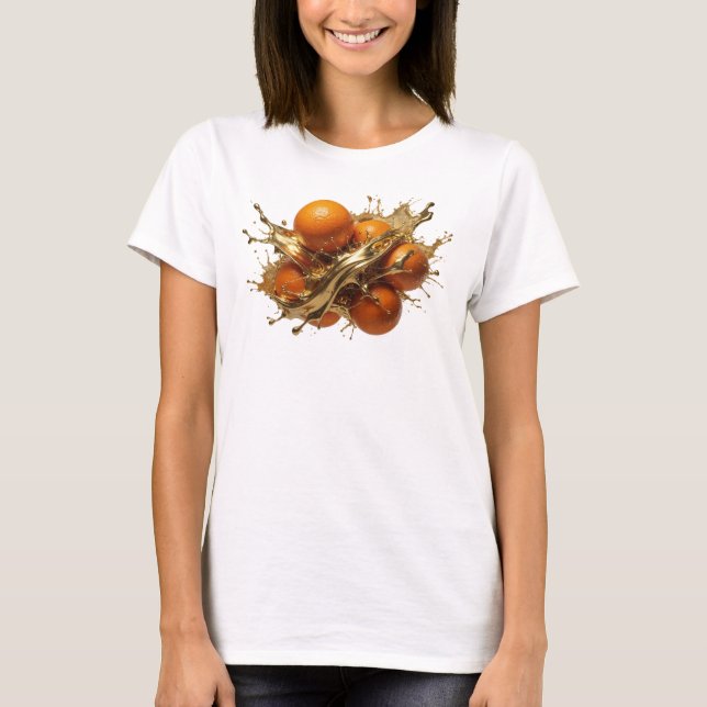 T-shirt Orange Dynamique Abstrait Oranges Impression Créat (Devant)