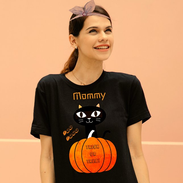 T-shirt Orange et Noir Cute Chat Matching Famille Hallowee (Créateur téléchargé)