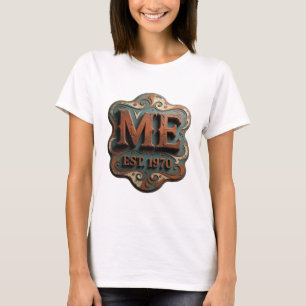 T-shirt Orange Gras ME EST 1970 Design Moderne