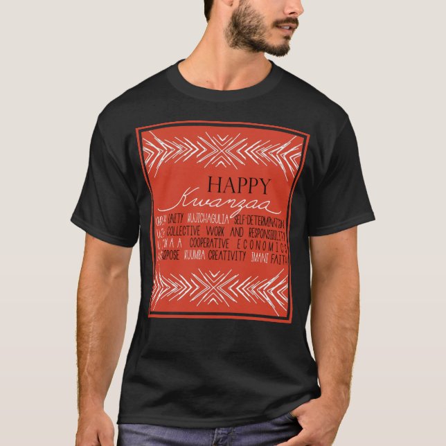 T-shirt orange Kwanzaa Sept Jours Moderne Happy Kwanzaa (Devant)
