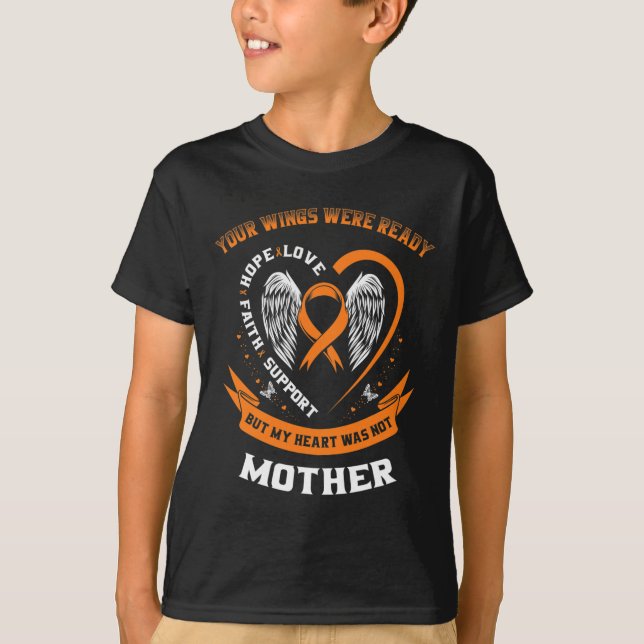 T-shirt Orange Leucémie Sensibilisation Maman Vos Ailes On (Devant)