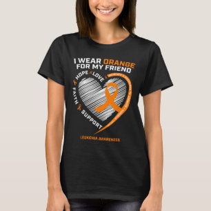 T-shirt Orange Leukemia Sensibilisation Ami Cadeaux Hommes