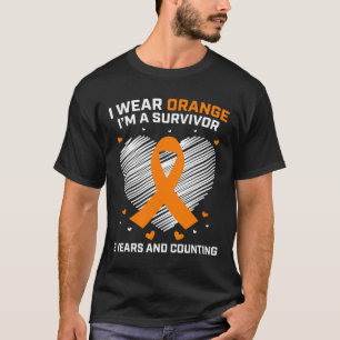 T-shirt Orange Leukemia Survivante Cadeaux 2 ans Cancer Gr