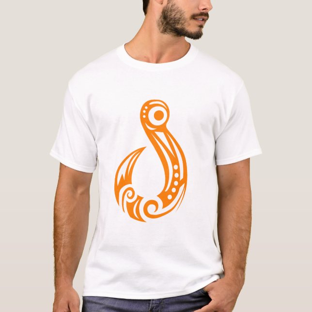 T-shirt Orange maorie de Matau d'hameçon - idée de cadeau (Devant)