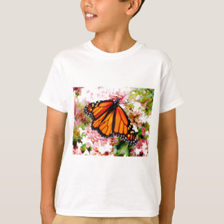 T-shirt Orange Monarch on rose flowers