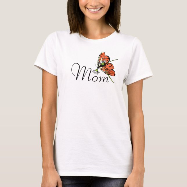 T-shirt Orange Papillon Laitier maman (Devant)