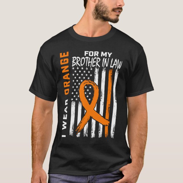 T-shirt Orange Pour Mon Frère En Droit Leucémie Sensibilis (Devant)