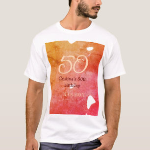 T-shirt Orange rouge 50 anniversaire ajouter nom date p