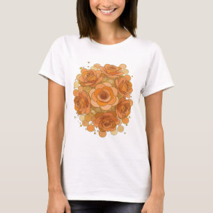 T-shirt Orange spirituel ROSES ORANGES ET ÉTOILES DORÉES