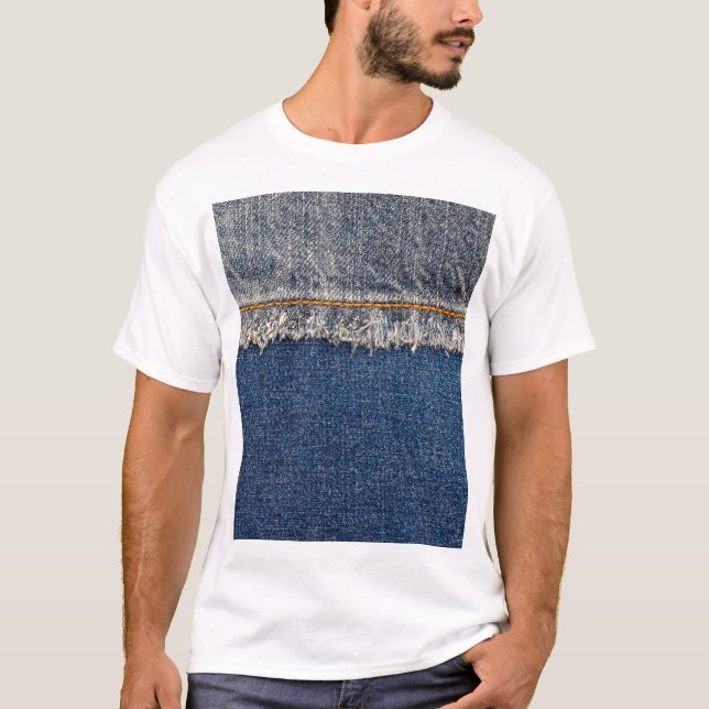T-shirt Orange Stitch, Double Denim Patch. (Devant)