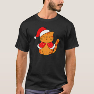 T-shirt Orange Tabby Cat Santa Hat Christmas Cat Bah humb