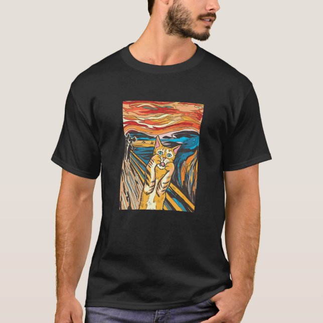T-shirt Orange Tabby Chat hurlant Parodie Graphique (Devant)