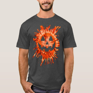 T-shirt Orange Tie Dye Jack-o'-lantern Face Hippie Hallowe