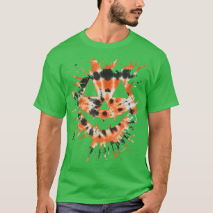 T-shirt Orange Tie Dye Jack-o'-lantern Face Hippie Hallowe