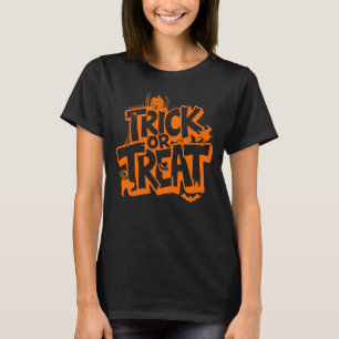 T-shirt Orange "Trick or Treat" Éléments d'Halloween