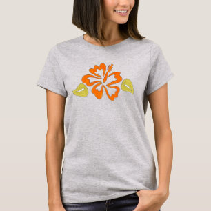 T-shirt Orange Tropical Hawaiian Hibiscus Flower Blossom