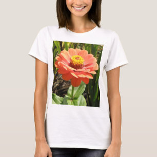T-shirt Orange Zinnia Flower Ladies T Shirt