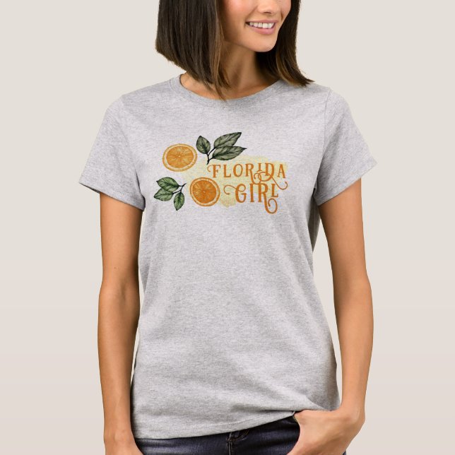 T-shirt Oranges Agrumes Fruit Aquarelle Floride Fille (Devant)