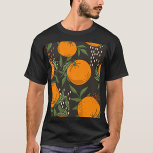 T-shirt Oranges dessinées à la main, arrière - plan vintag