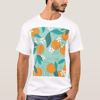 T-shirt Oranges en fleurs, feuille, art vintage.