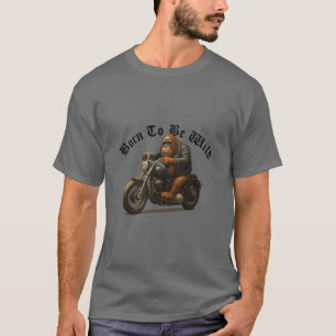 T-shirt Orangutan Drôle Sur Une Moto