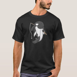T-shirt Orca Fishing Fisher Fishing Rod Raglan Baseball Te