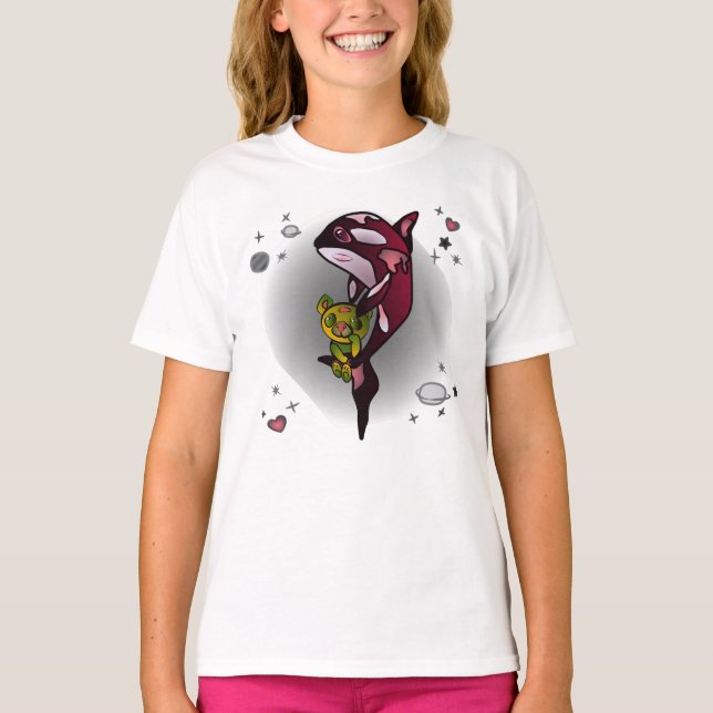 T-shirt Orca Whale avec ours en peluche en conception grap (Devant)