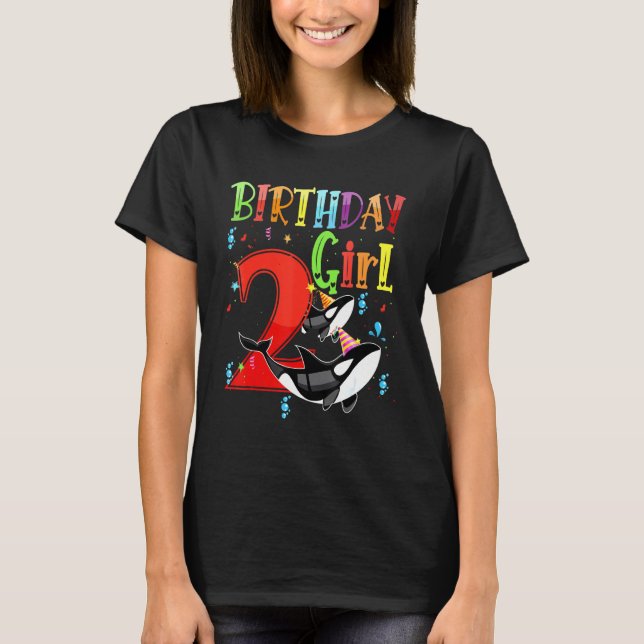 T-shirt Orcas 2e anniversaire fille Orca tueur baleine en  (Devant)