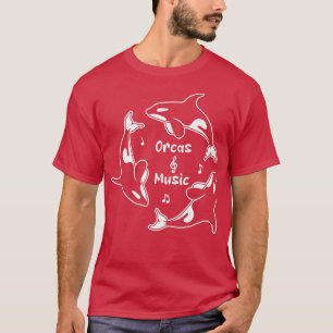 T-shirt Orcas and Music Notes Musician Clef Whale2144
