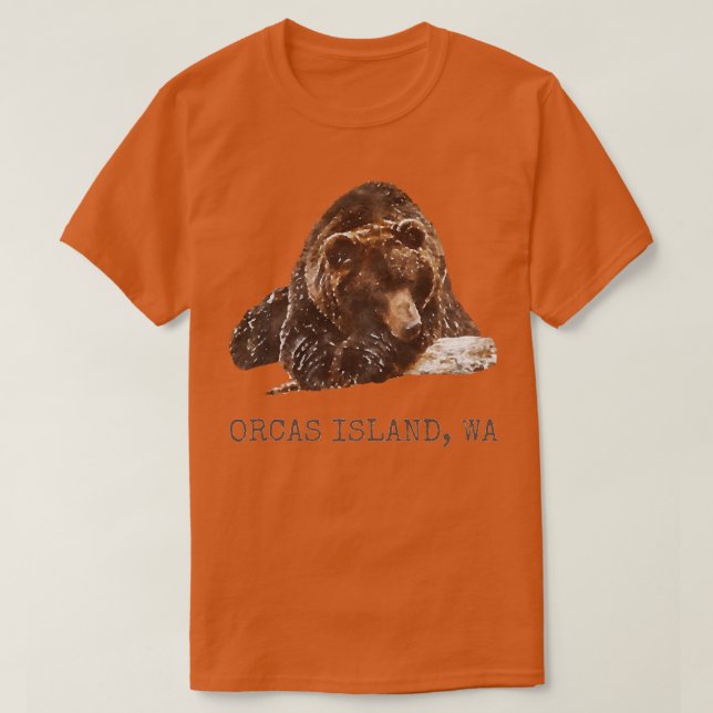 T-shirt Orcas Island Brown Grizzly Bear In Snow Washington (Design devant)