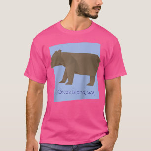 T-shirt Orcas Island Origami Brown Ours géométrique Abstra